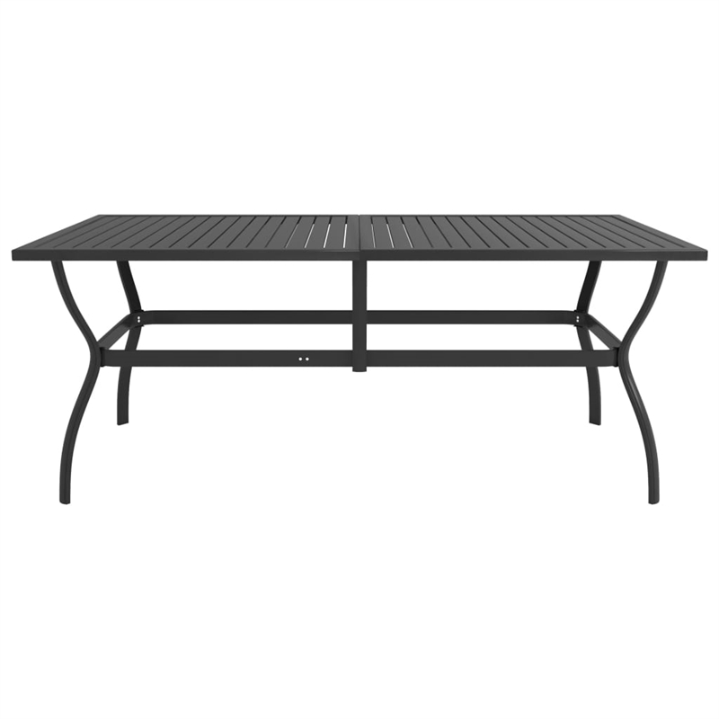 Bowery Hill Powder-Coated Steel Large Dining Set in Anthracite/Gray