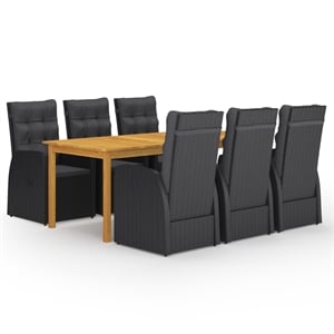 Bowery Hill Contemporary Weather-Resistant Dining Set in Black/Brown