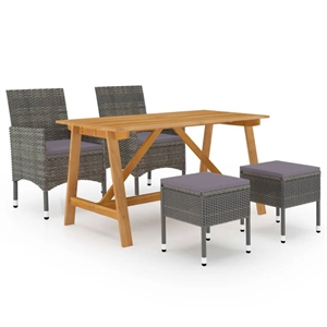 Bowery Hill Solid Acacia Wood Medium Garden Dining Set in Gray