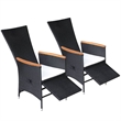 Bowery Hill Solid Acacia Wood & PE Rattan Dining Set in Black