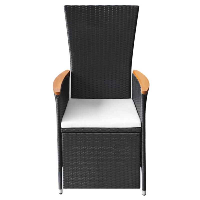 Bowery Hill Solid Acacia Wood & PE Rattan Dining Set in Black