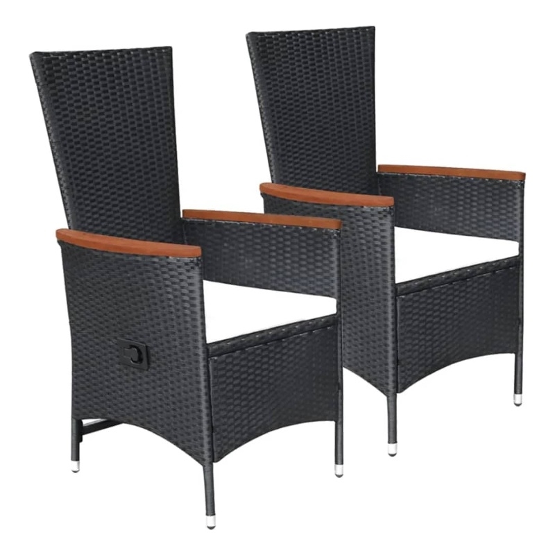Bowery Hill Solid Acacia Wood & PE Rattan Dining Set in Black