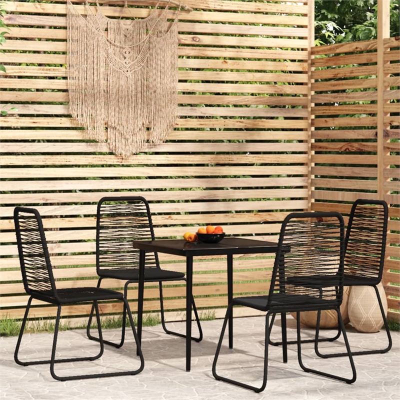 Bowery Hill Contemporary Powder-Coated Garden Dining Set in Black