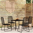 Bowery Hill Contemporary Powder-Coated Garden Dining Set in Black