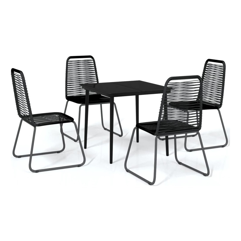 Bowery Hill Contemporary Powder-Coated Garden Dining Set in Black