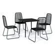 Bowery Hill Contemporary Powder-Coated Garden Dining Set in Black