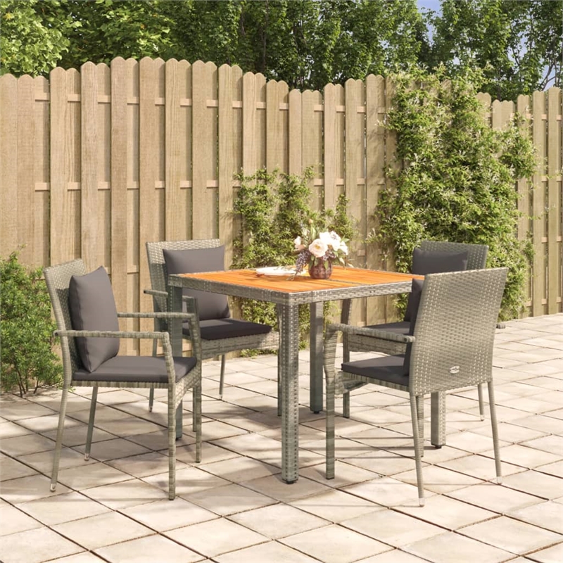 Bowery Hill PE Rattan Standard Modular Garden Dining Set in Gray
