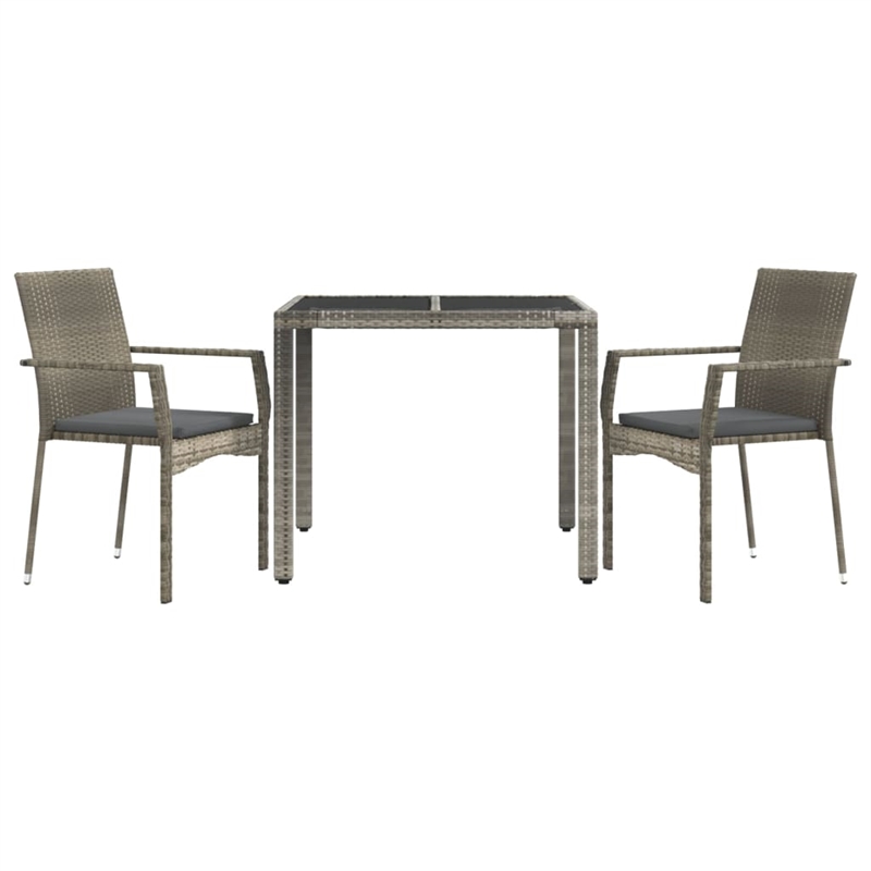Bowery Hill PE Rattan and Tempered Glass Garden Dining Set in Gray