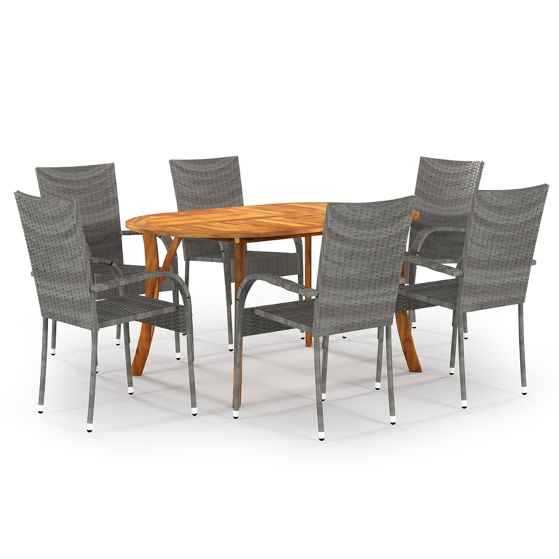 Bowery Hill Contemporary Dining Set in Gray Table/Gray Chairs