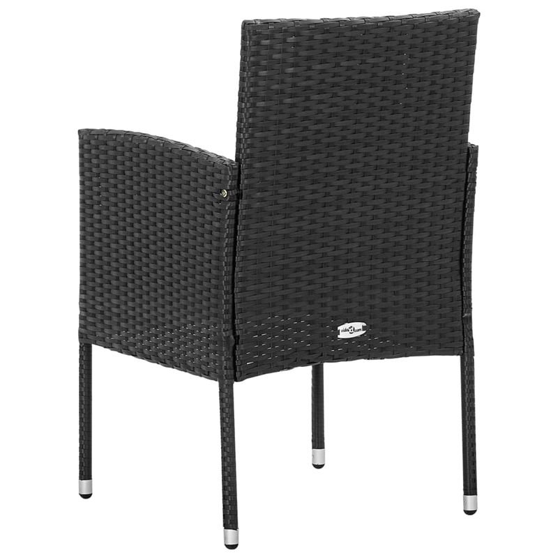 Bowery Hill Contemporary Solid Acacia Wood/PE Rattan Dining Set in Black