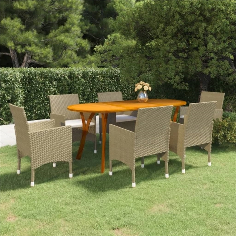 Bowery Hill Contemporary Weather-Resistant Dining Set in Beige/Cream White