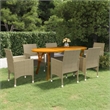 Bowery Hill Contemporary Weather-Resistant Dining Set in Beige/Cream White