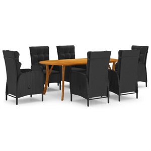 Bowery Hill Solid Acacia Wood Tough Dining Set Rectangular Dining Set in Black