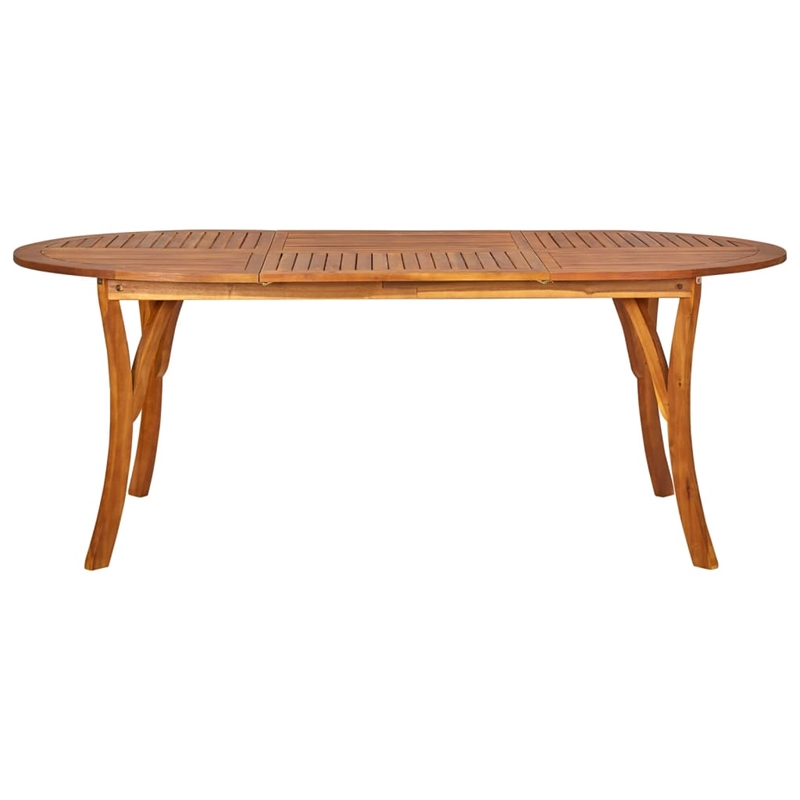 Bowery Hill Acacia Wood/PE Rattan/Steel Large Dining Set in Brown
