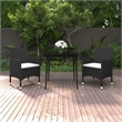 Bowery Hill Contemporary PE Rattan Durable Garden Dining Set in Black