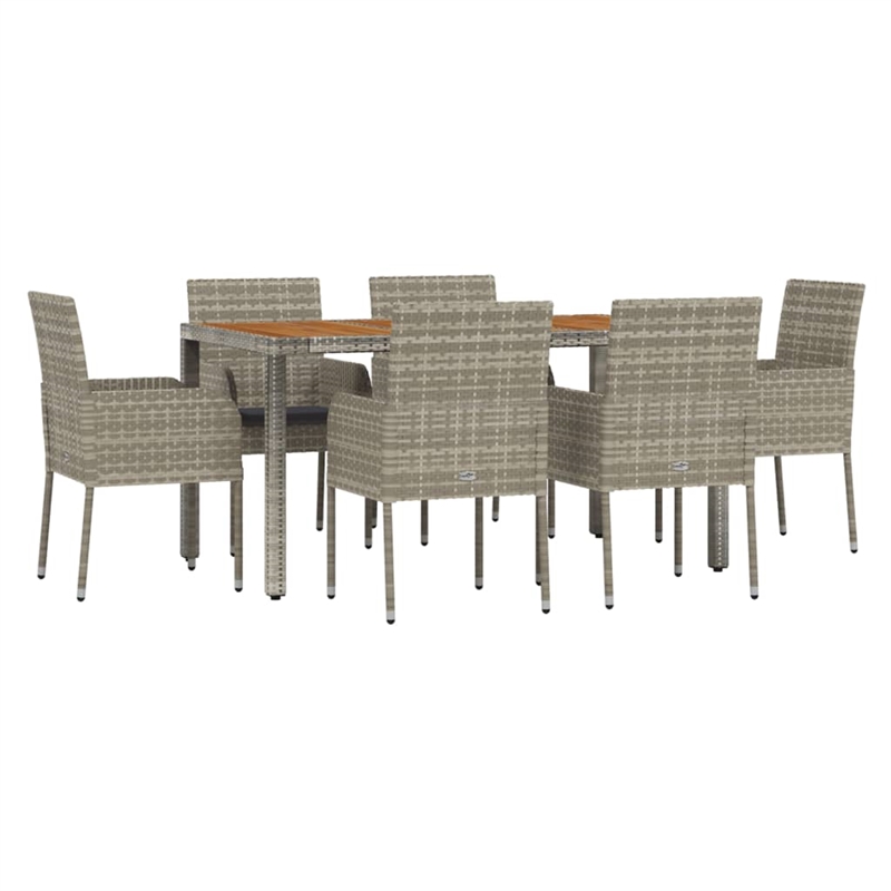 Bowery Hill Contemporary PE Rattan Garden Dining Set in Gray