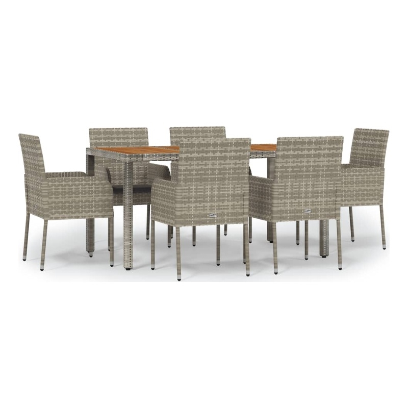 Bowery Hill Contemporary PE Rattan Garden Dining Set in Gray