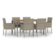 Bowery Hill Contemporary PE Rattan Garden Dining Set in Gray