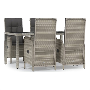 Bowery Hill Contemporary Weather-Resistant 5 Piece Garden Dining Set in Gray