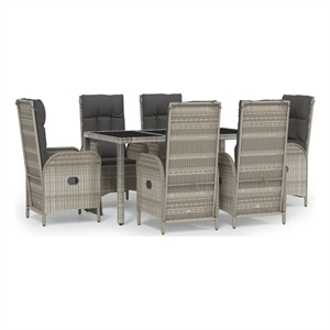 Bowery Hill 7 Pieces PE Rattan Garden Dining Set Garden Dining Set in Gray