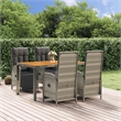 Bowery Hill PE Rattan Standard Adjustable Footrests Garden Dining Set in Gray