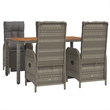 Bowery Hill PE Rattan Standard Adjustable Footrests Garden Dining Set in Gray