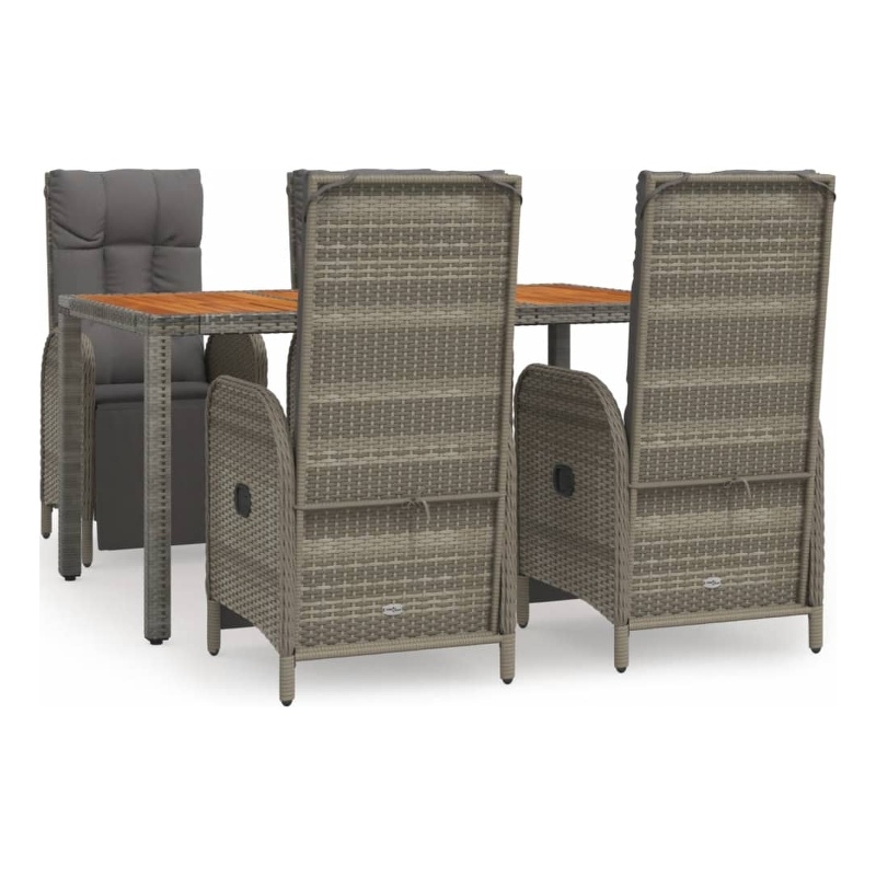 Bowery Hill PE Rattan Standard Adjustable Footrests Garden Dining Set in Gray