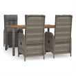 Bowery Hill PE Rattan Standard Adjustable Footrests Garden Dining Set in Gray