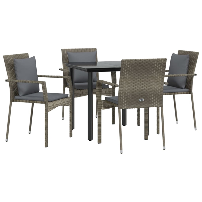 Bowery Hill PE Rattan Modular Garden Dining Set in Black and in Gray
