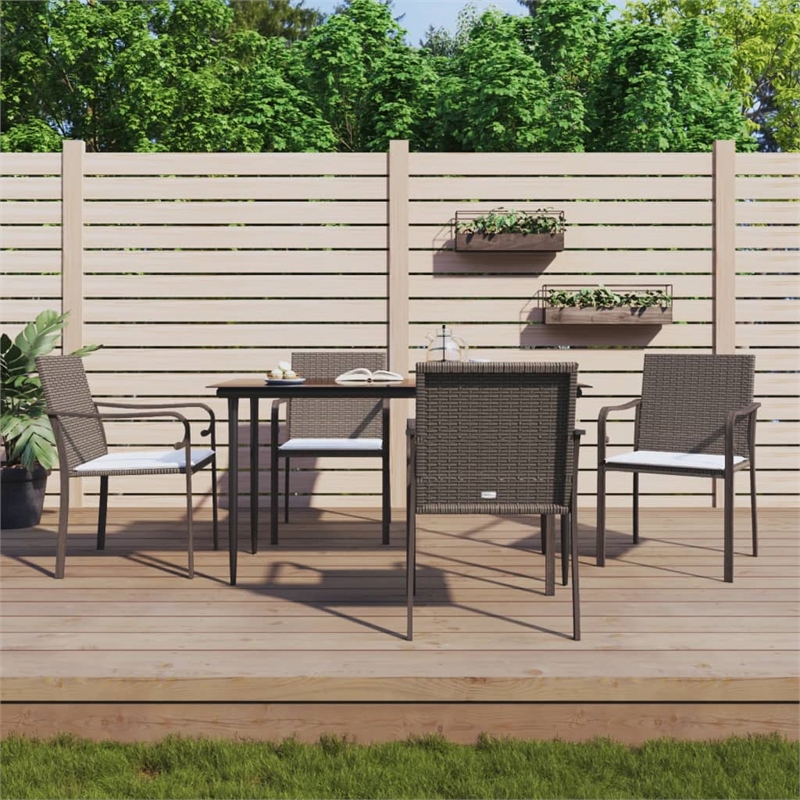 Bowery Hill Contemporary Weather-Resistant Garden Dining Set in Brown
