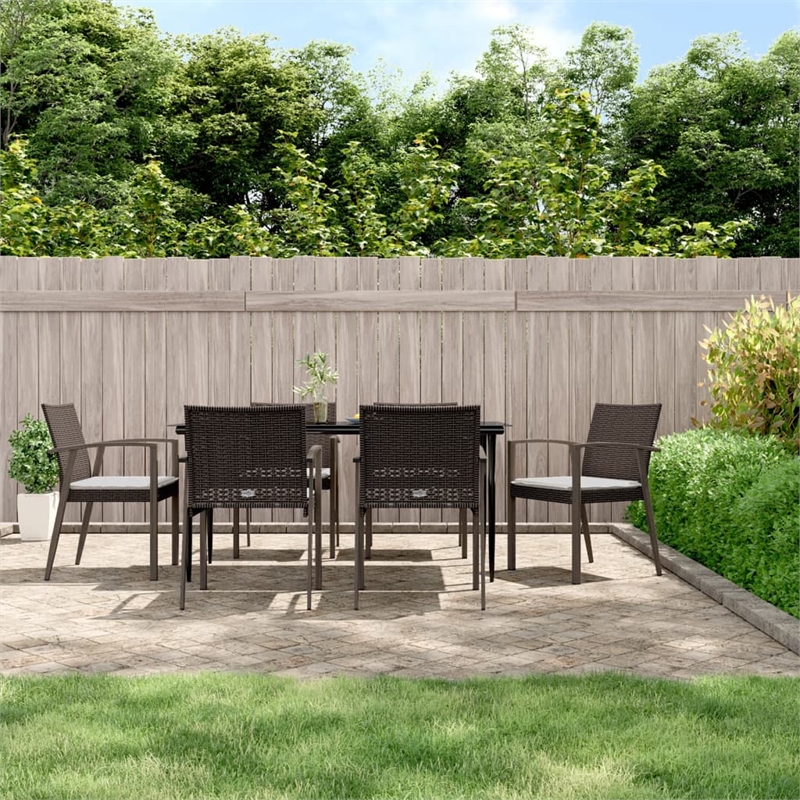 Bowery Hill PE Rattan Large Durable Garden Dining Set in Brown