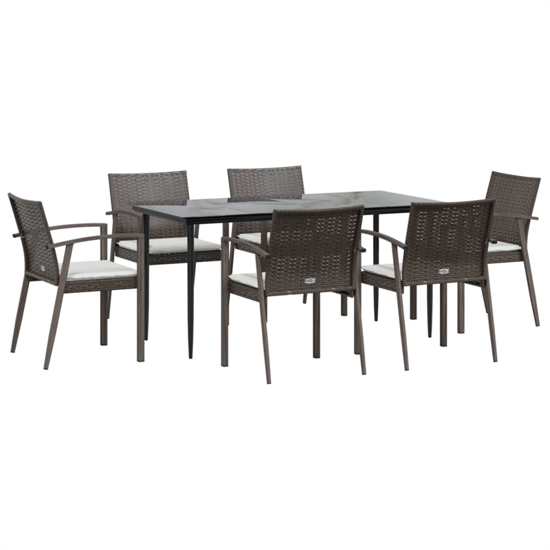 Bowery Hill PE Rattan Large Durable Garden Dining Set in Brown