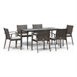 Bowery Hill PE Rattan Large Durable Garden Dining Set in Brown