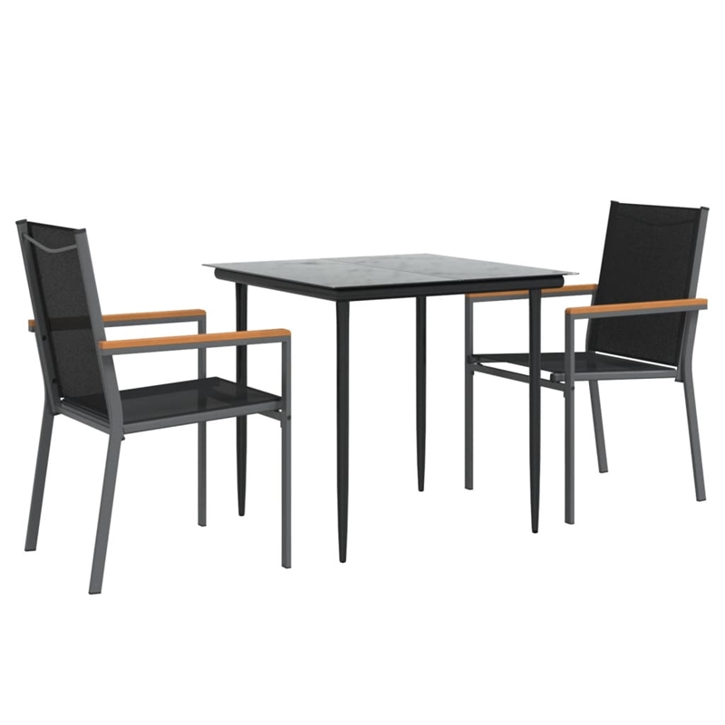 Bowery Hill Contemporary Powder-Coated Garden Dining Set in Black