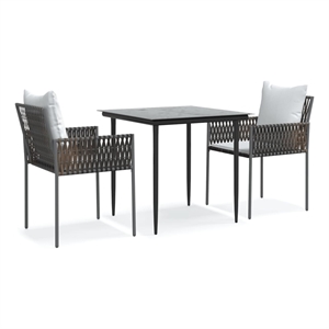 Bowery Hill Contemporary Garden Dining Set in Brown/Black/Cream White