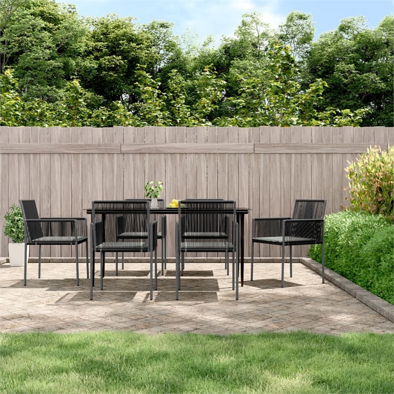 Bowery Hill Contemporary Weather-Resistant Garden Dining Set in Black