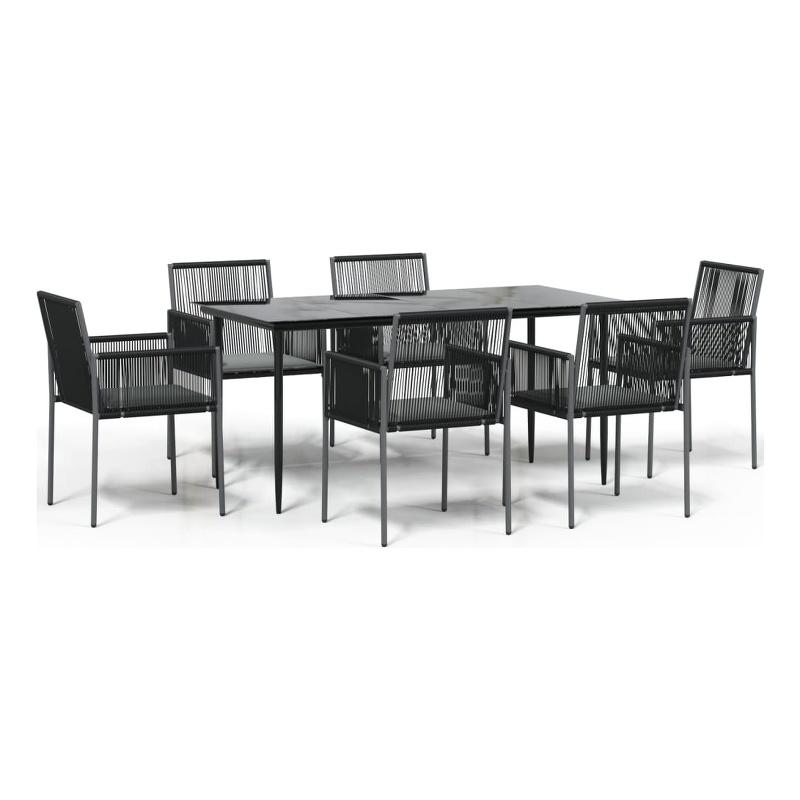 Bowery Hill Contemporary Weather-Resistant Garden Dining Set in Black