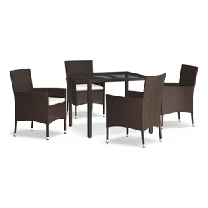 Bowery Hill Contemporary Patio Dining Set in Brown - Set of 4