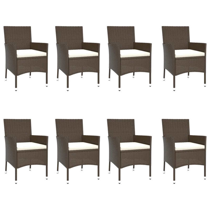 Bowery Hill Contemporary Weather-Resistant 9 Piece Patio Dining Set in Brown
