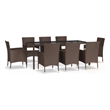 Bowery Hill Contemporary Weather-Resistant 9 Piece Patio Dining Set in Brown