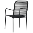 Bowery Hill Powder-Coated Steel/Cotton Rope Garden Dining Set in Black