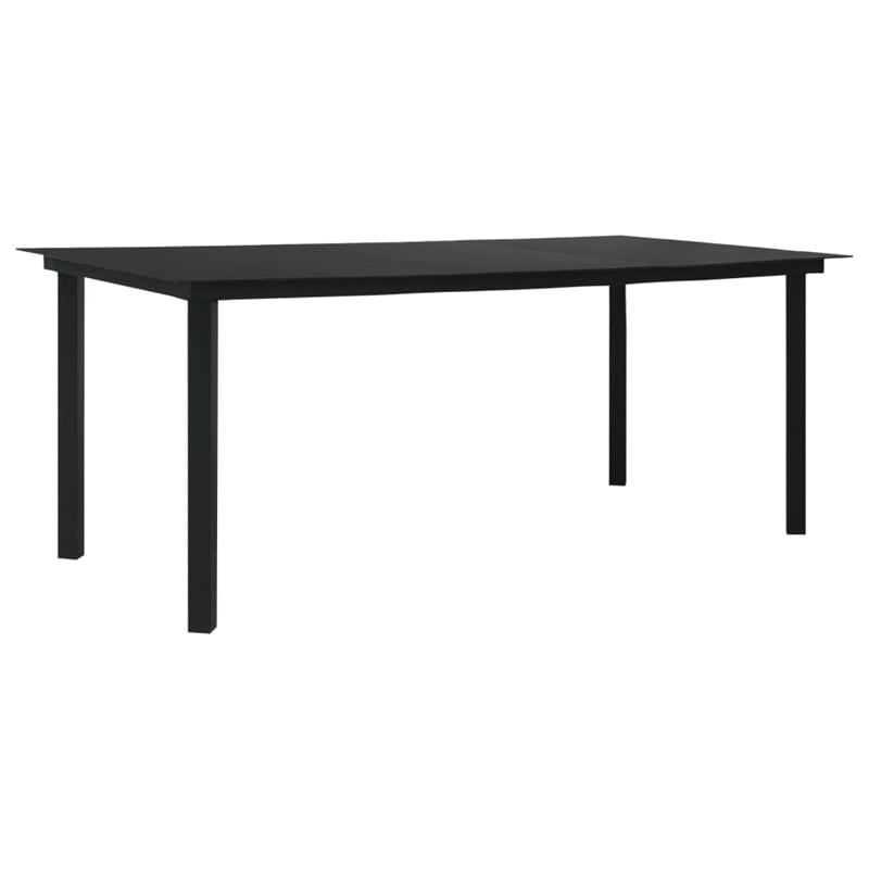 Bowery Hill Powder-Coated Steel/Cotton Rope Garden Dining Set in Black