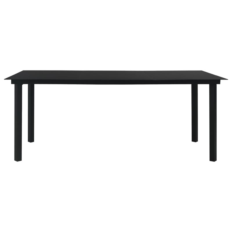 Bowery Hill Powder-Coated Steel/Cotton Rope Garden Dining Set in Black