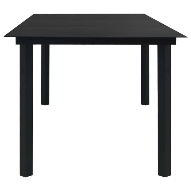 Bowery Hill Powder-Coated Steel/Cotton Rope Garden Dining Set in Black