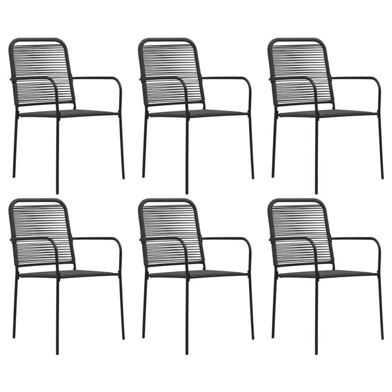 Bowery Hill Powder-Coated Steel/Cotton Rope Garden Dining Set in Black