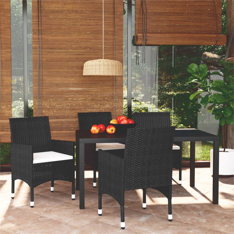 Bowery Hill Contemporary Weather-Resistant Dining Set in Black