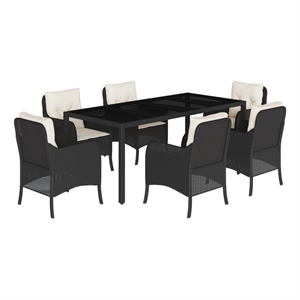 Bowery Hill Contemporary Weather-Resistant Steel Garden Dining Set in Black