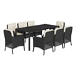 Bowery Hill Contemporary 9 Piece Poly Rattan Garden Dining Set in Black