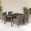 Bowery Hill Contemporary 5 Piece Poly Rattan Garden Dining Set in Gray