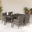 Bowery Hill Contemporary 5 Piece Poly Rattan Garden Dining Set in Gray